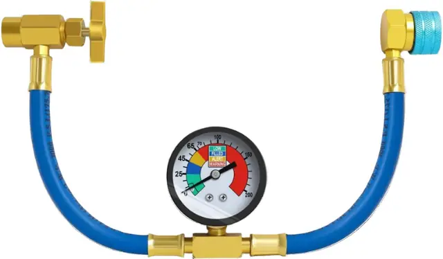 Refrigerant charging gauge for R-1234yf cans