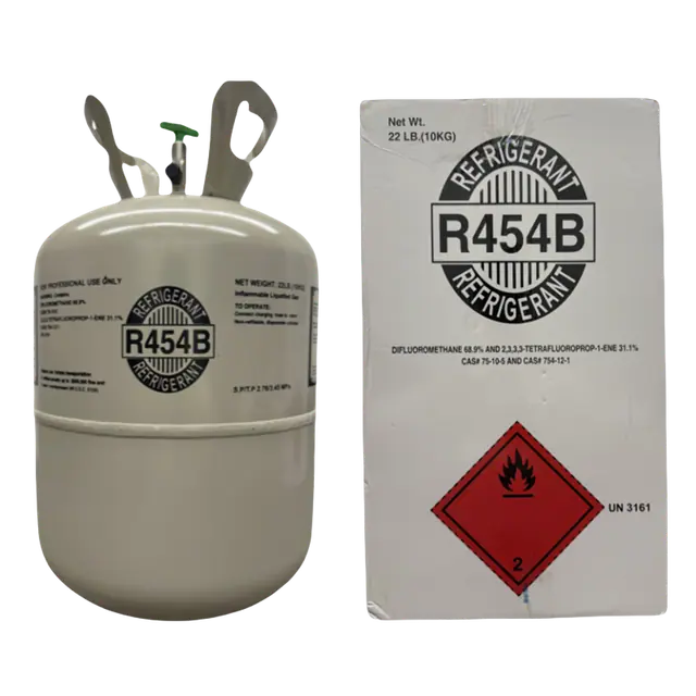 Grouped 22 lb cylinders of R-454B refrigerant making up a 30 cylinder order.