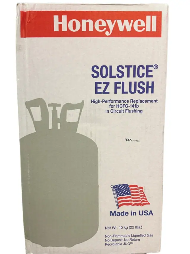 22 lb cylinder of Honeywell Solstice EZ-Flush HVAC system cleaner