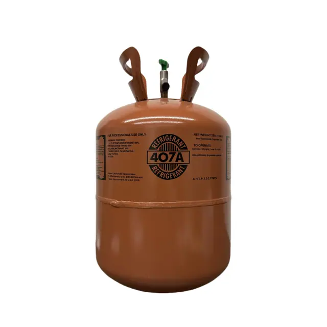 A 25 lb cylinder of R-407A refrigerant gas.