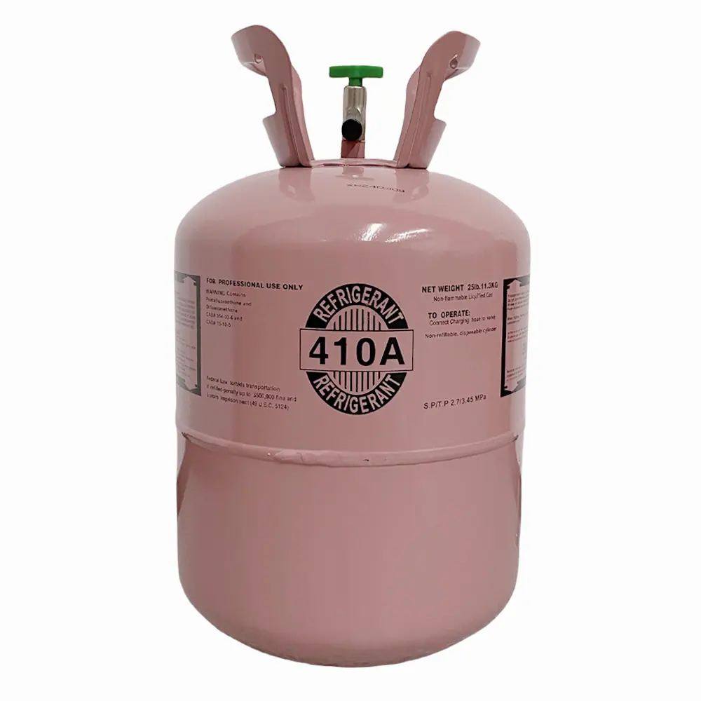 A single upright 25 lb refrigerant cylinder labelled R-410A against a plain background.