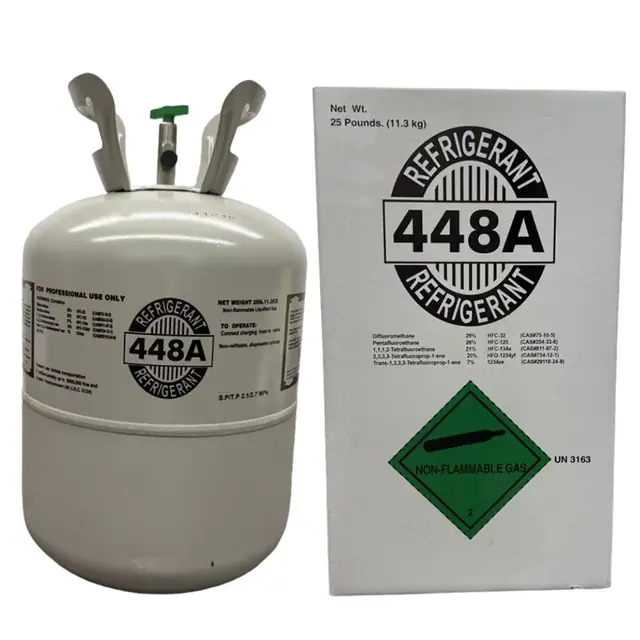 A 25 lb refrigerant cylinder labelled R-448A.