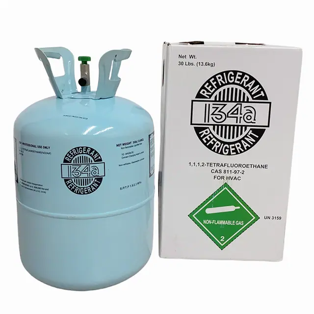 Five 30 lb refrigerant cylinders of R-134a shown together as one pack.